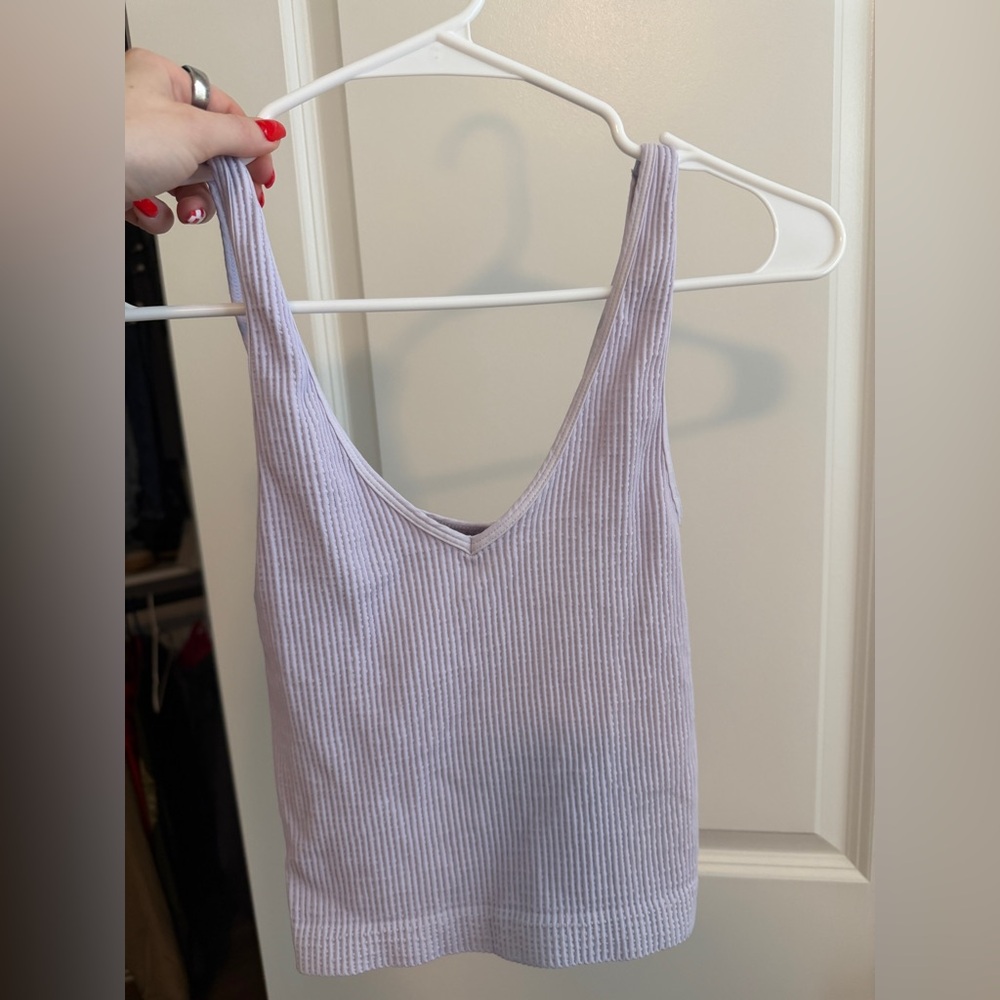 Nikibiki Ribbed V-Neck Tank Top - Light Lavender